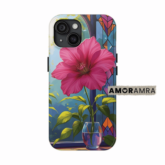 Bright Hibiscus Stained Glass iPhone Case