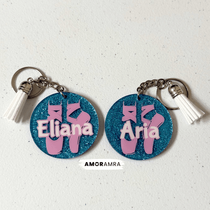 Personalized Glitter Ballet Keychain