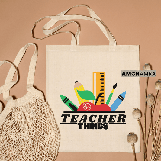 Teacher Tote Bag - Teacher Things Tote Bag - Amor Amra