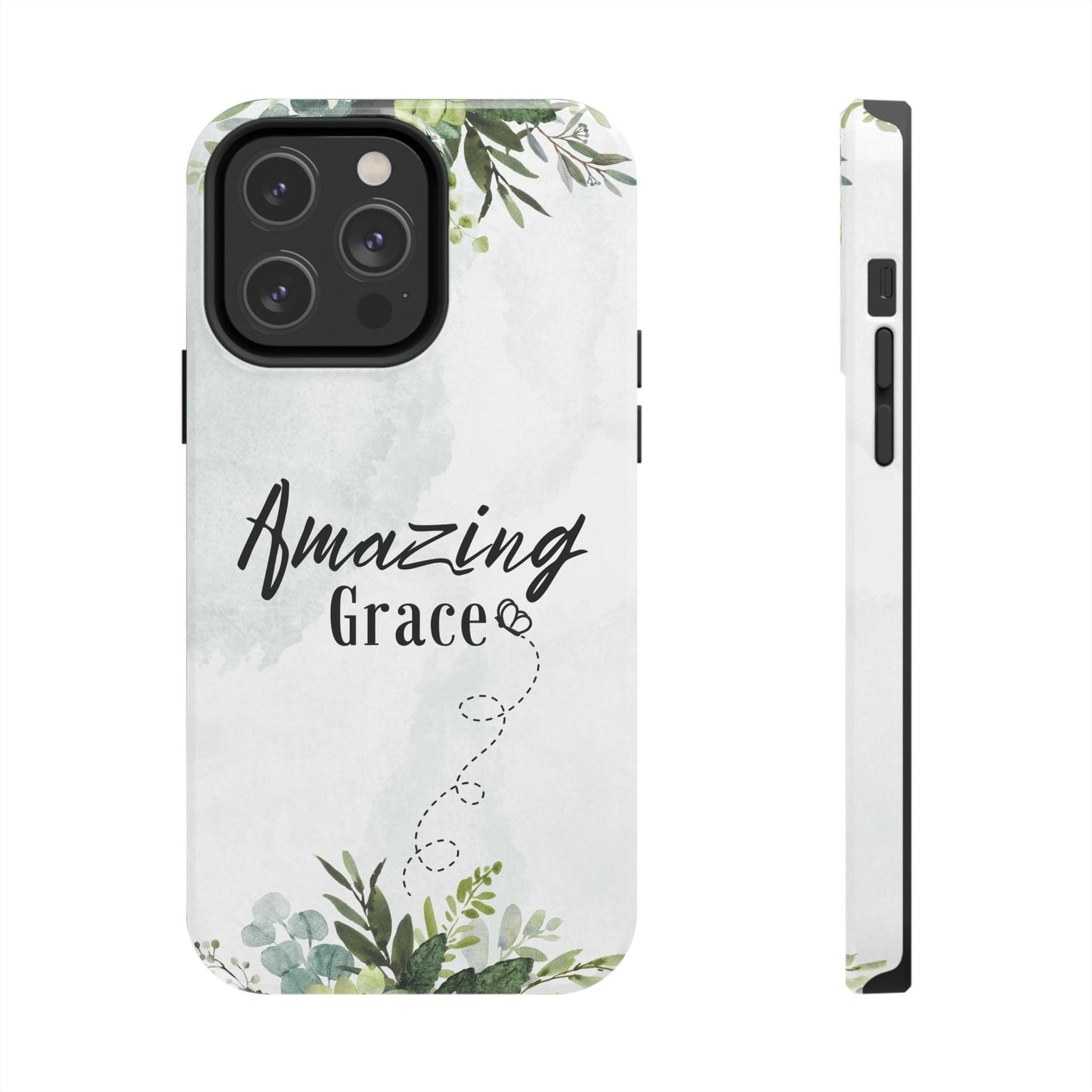 Watercolor Greenery Amazing Grace iPhone Case