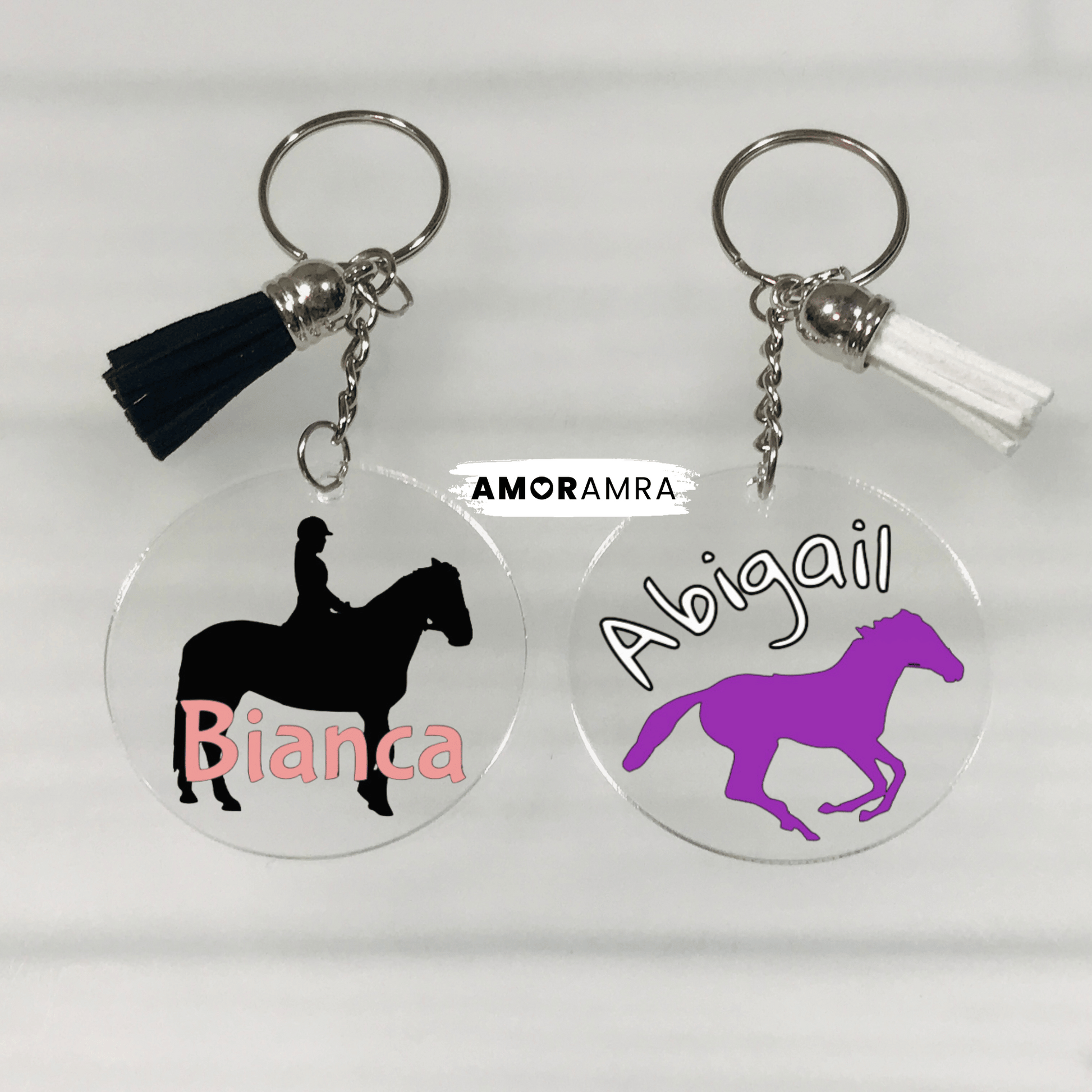 Personalized Horse Keychain | Horseshoe Keychain - Amor Amra