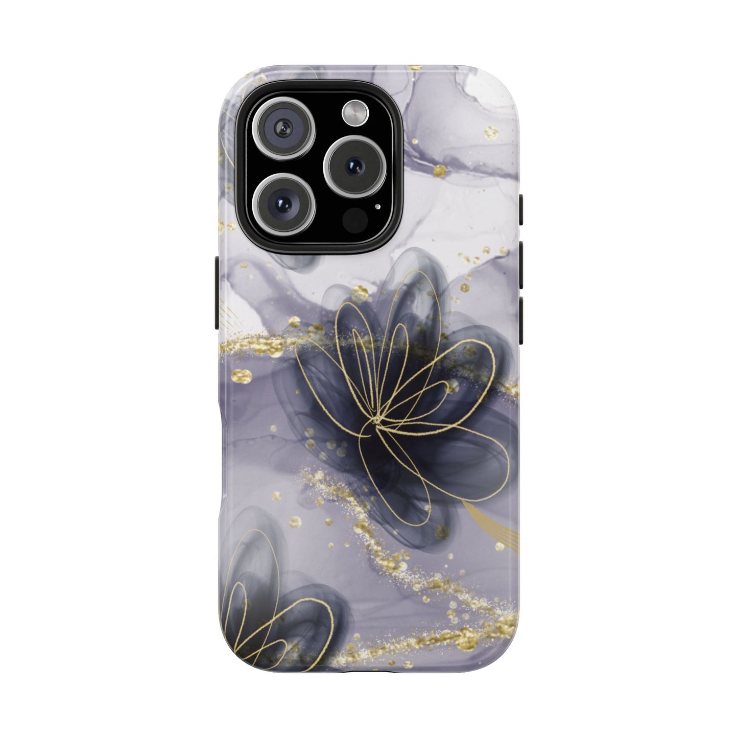 Elegant Black and Gold Floral iPhone Case