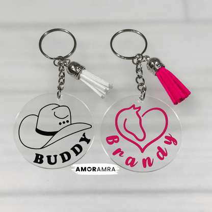 Personalized Horse Keychain | Horseshoe Keychain - Amor Amra