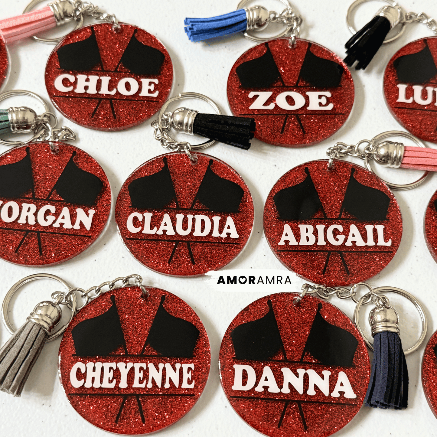 Personalized Glitter Color Guard Keychain