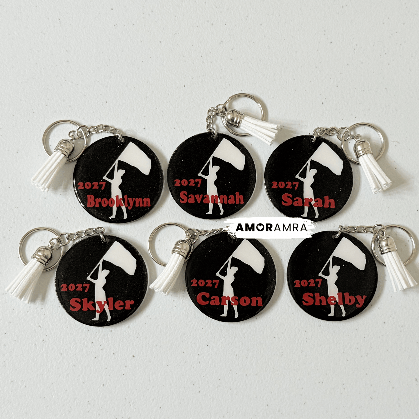 Personalized Glitter Color Guard Keychain