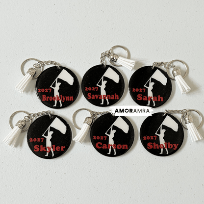 Personalized Glitter Color Guard Keychain