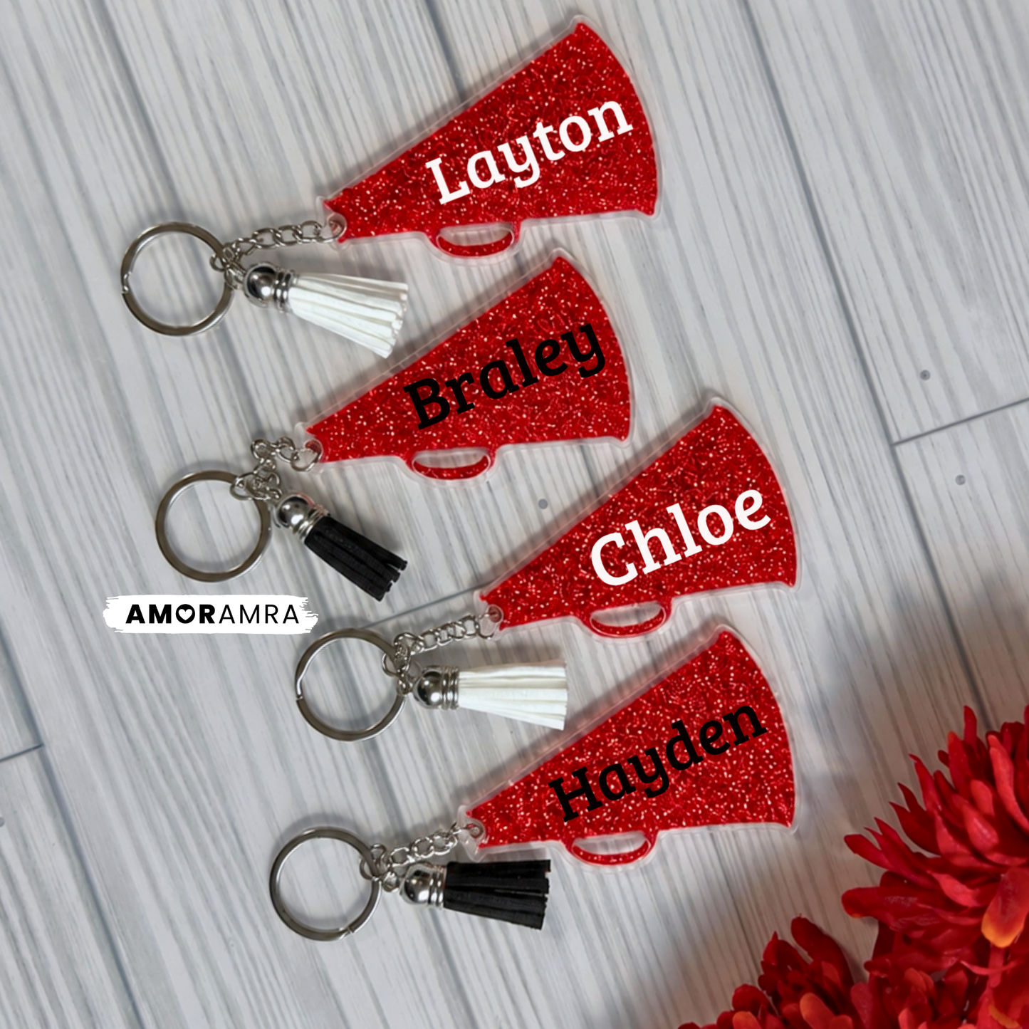 Personalized Cheer Megaphone Keychain | Cheer Bag Tag