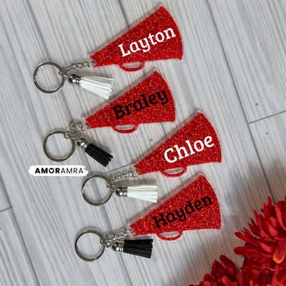Personalized Cheer Megaphone Keychain | Cheer Bag Tag