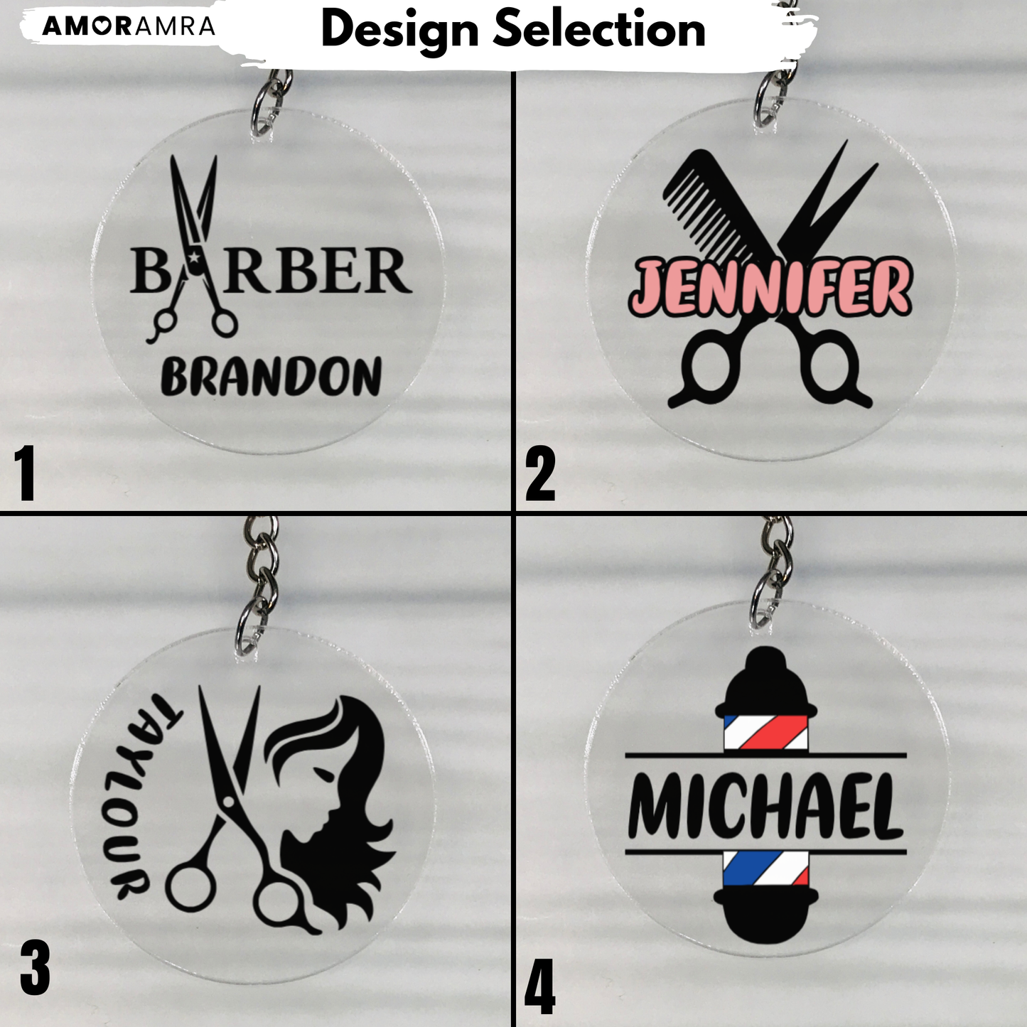 Personalized Barber Keychain