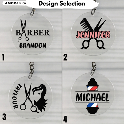 Personalized Barber Keychain