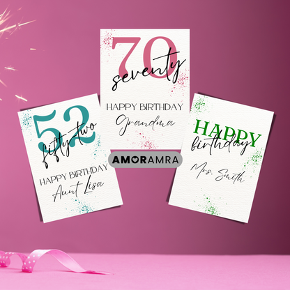 Personalized Birthday Card | Age Birthday Card - Amor Amra