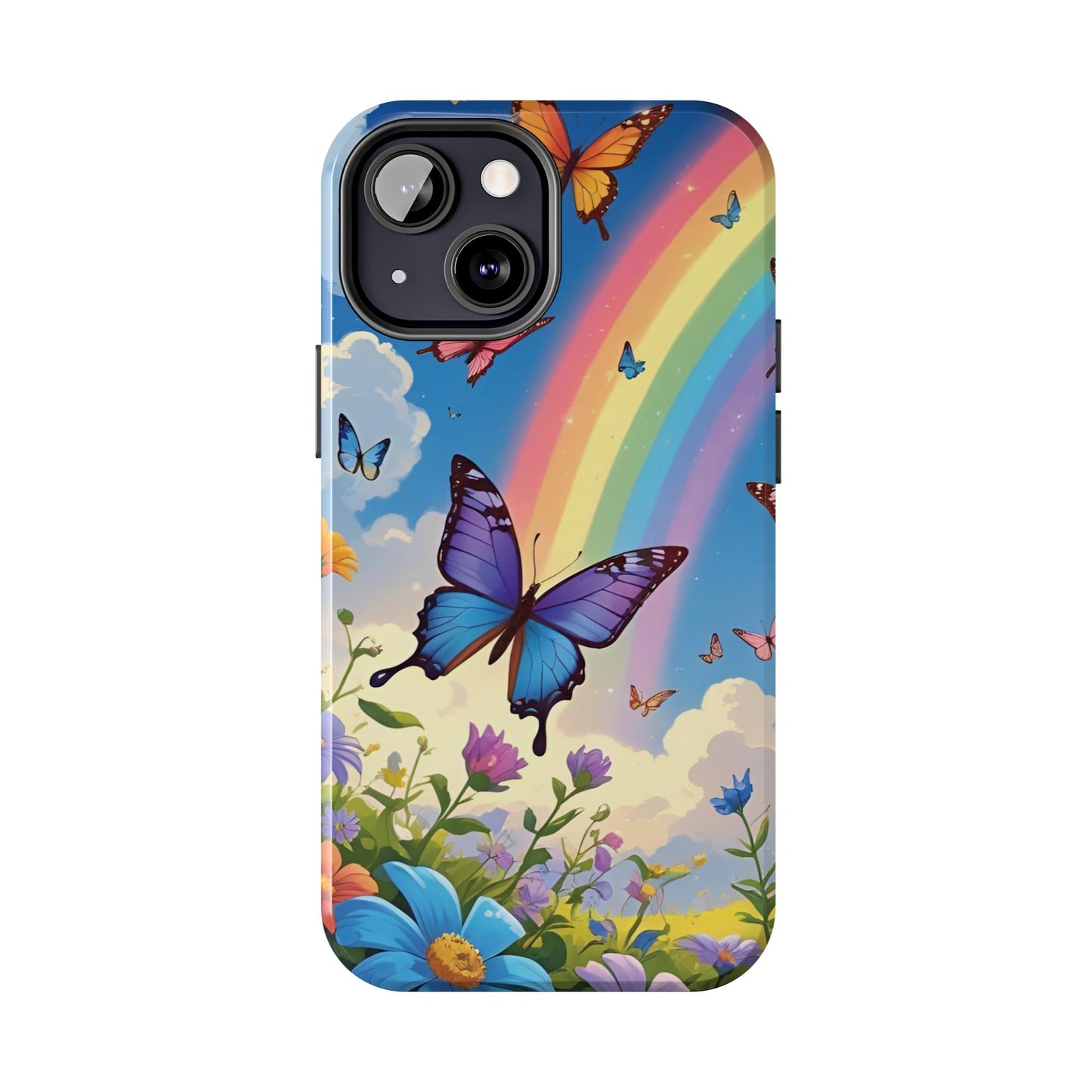 Retro Rainbow Butterfly iPhone Case