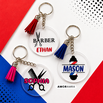 Personalized Barber Keychain