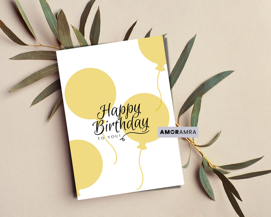 Birthday Card | Yellow Balloons - Amor Amra
