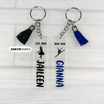 Personalized Big Sis Little Sis Dance Keychain - Amor Amra