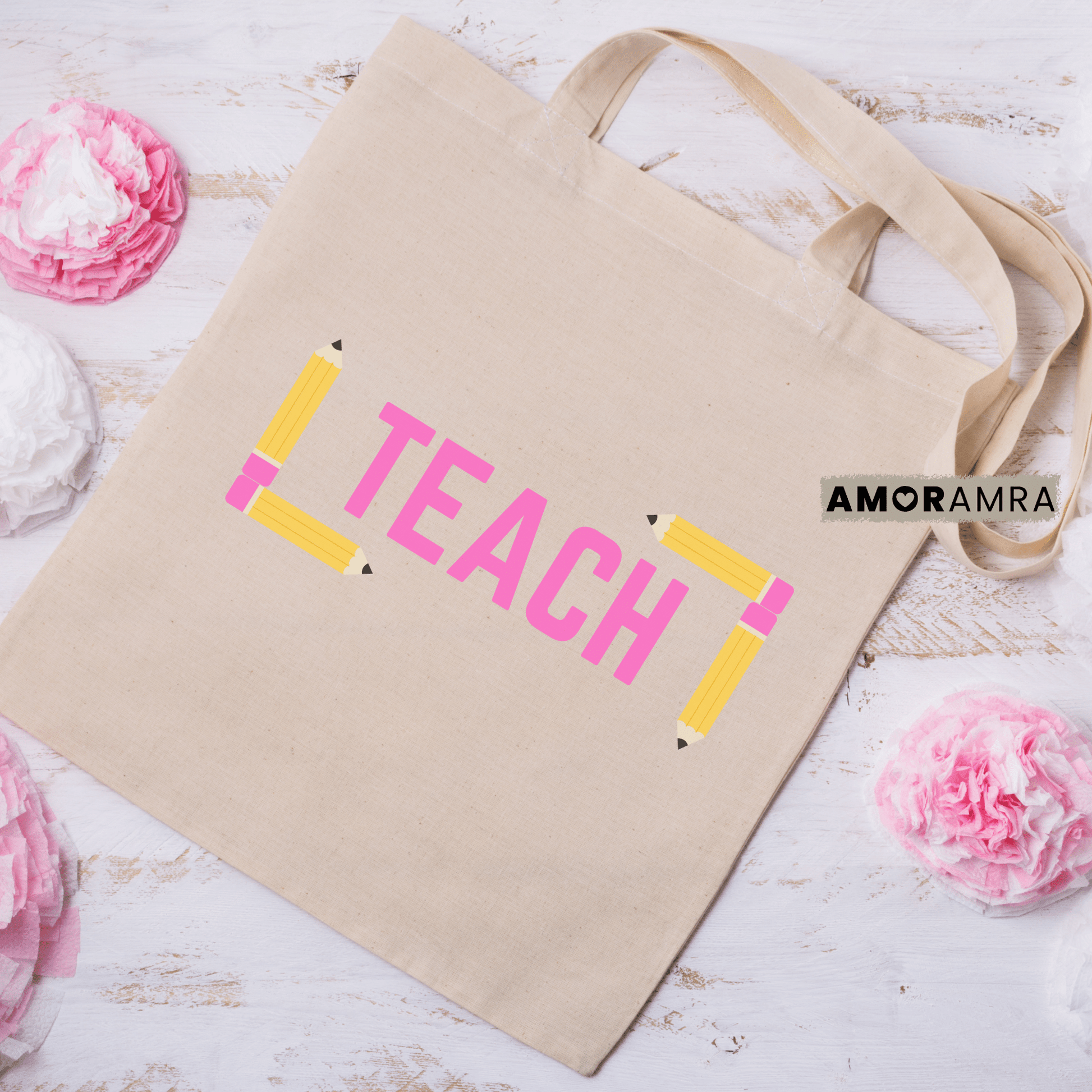 Teacher Tote Bag - Pencils Tote Bag - Amor Amra
