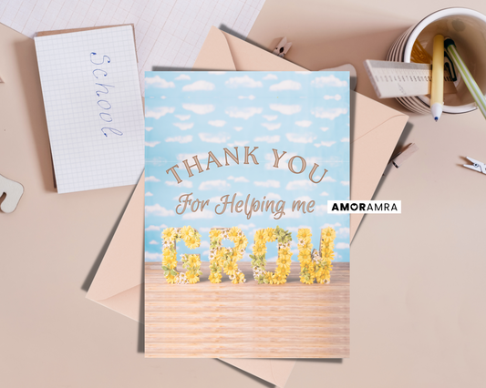 Teacher Card | Helping Me Grow - Amor Amra