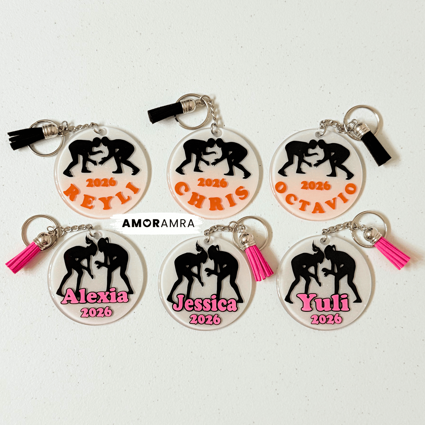 Personalized Wrestling Keychain - Amor Amra