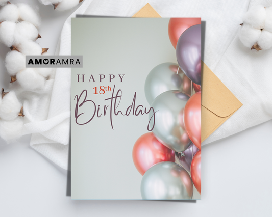 Birthday Card | Happy 18th Birthday - Amor Amra