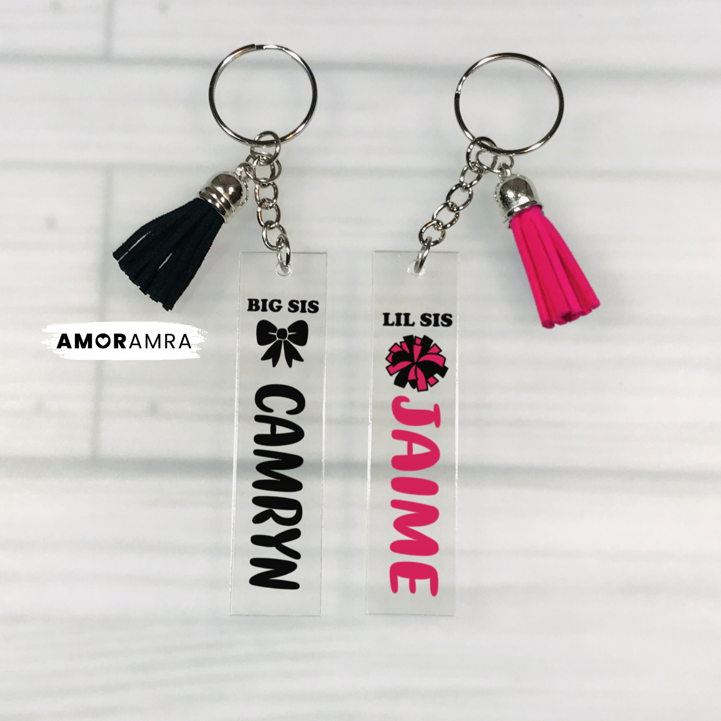 Personalized Big Sis Little Sis Dance Keychain - Amor Amra