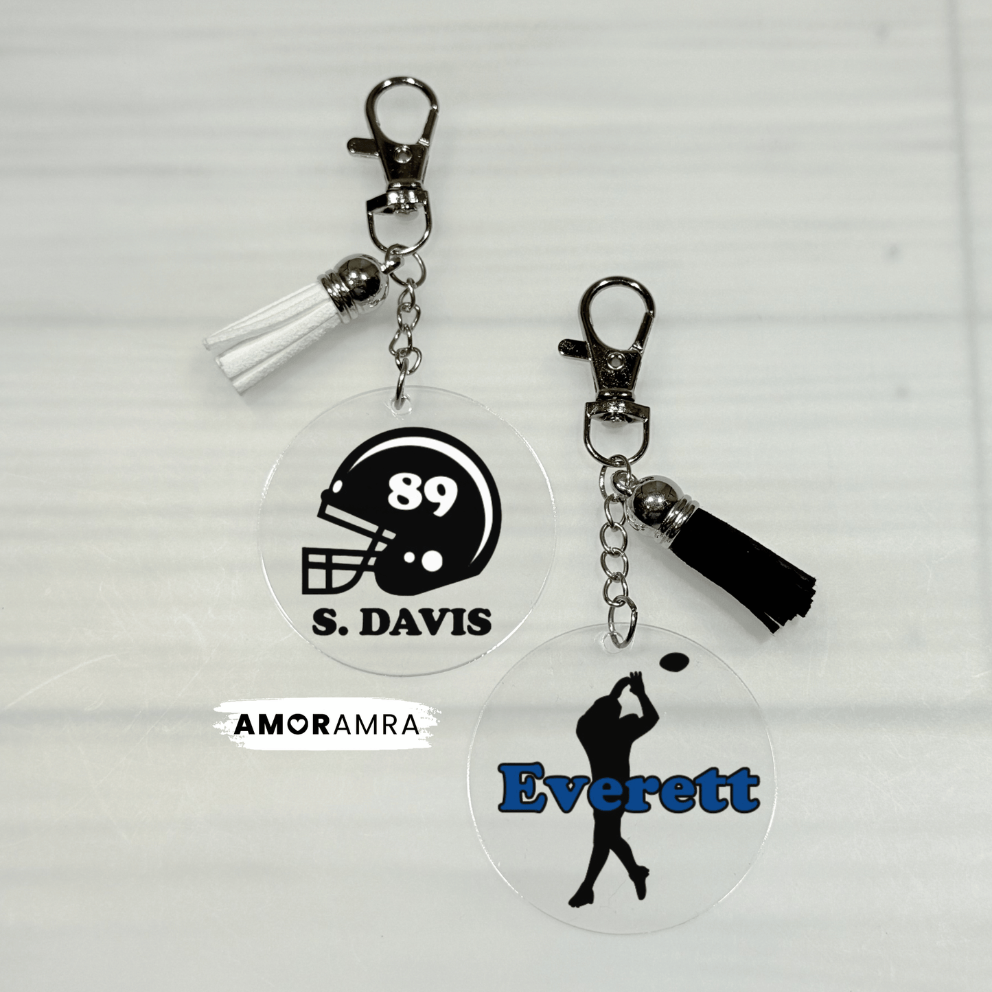 Personalized Football Keychain | Helmet Bag Tag - Amor Amra