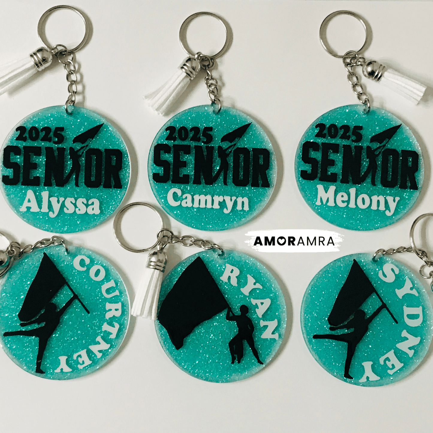 Personalized Glitter Color Guard Keychain