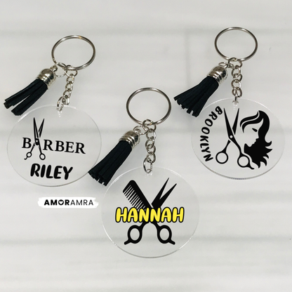 Personalized Barber Keychain