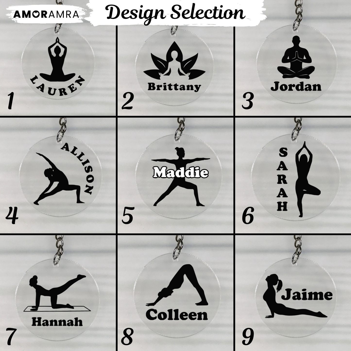 Personalized Yoga Keychain | Custom Yoga Pose Keepsake - Amor Amra