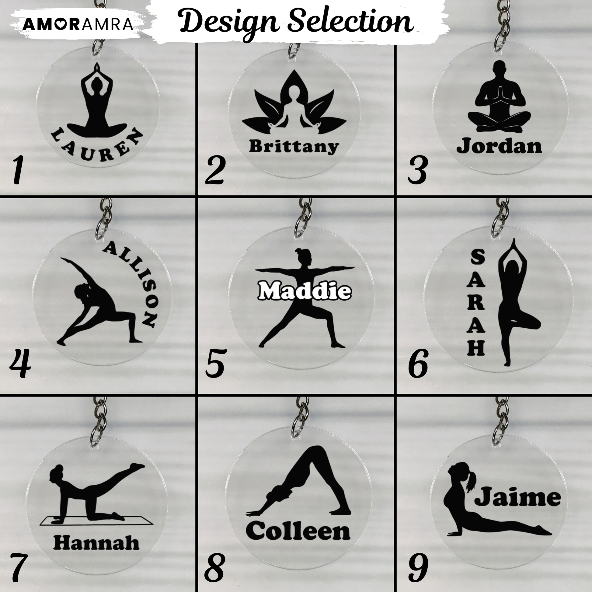 Personalized Yoga Keychain | Custom Yoga Pose Keepsake - Amor Amra