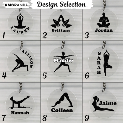 Personalized Yoga Keychain | Custom Yoga Pose Keepsake - Amor Amra