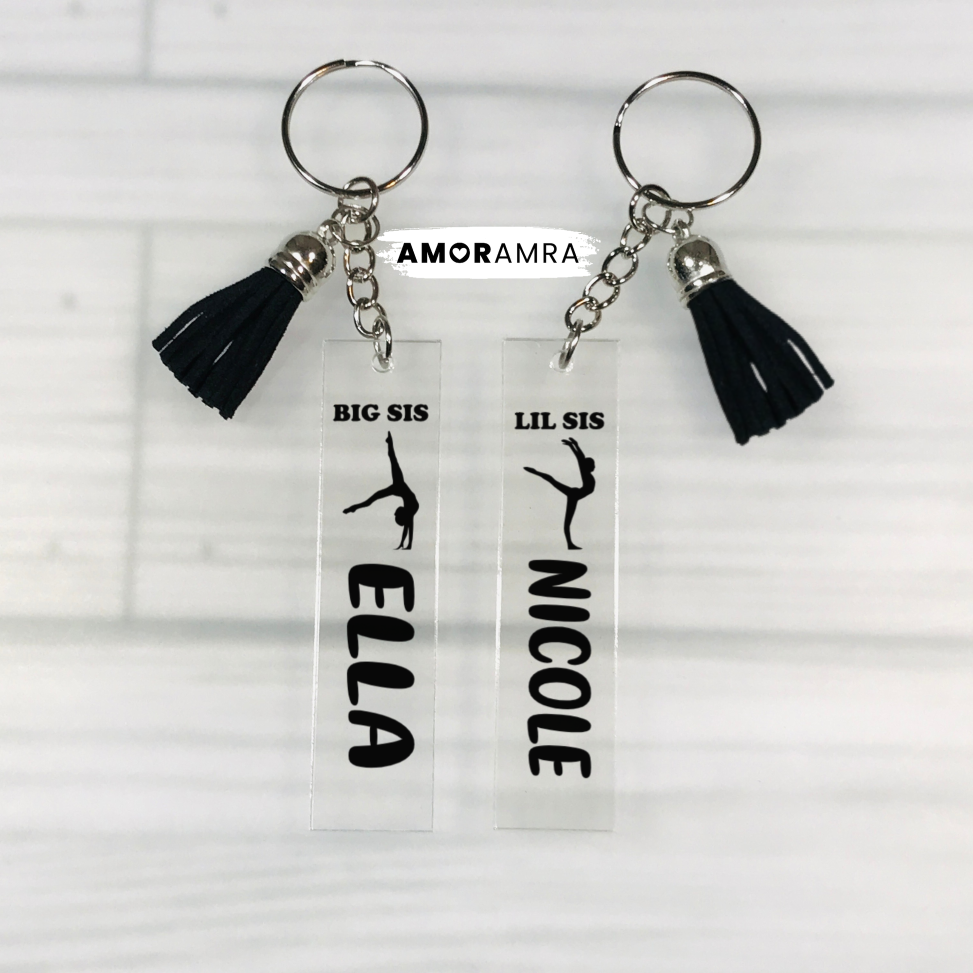 Personalized Big Sis Little Sis Dance Keychain - Amor Amra