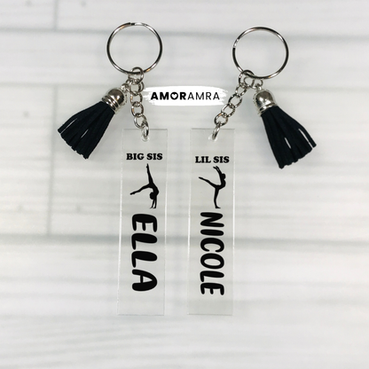 Personalized Big Sis Little Sis Dance Keychain - Amor Amra