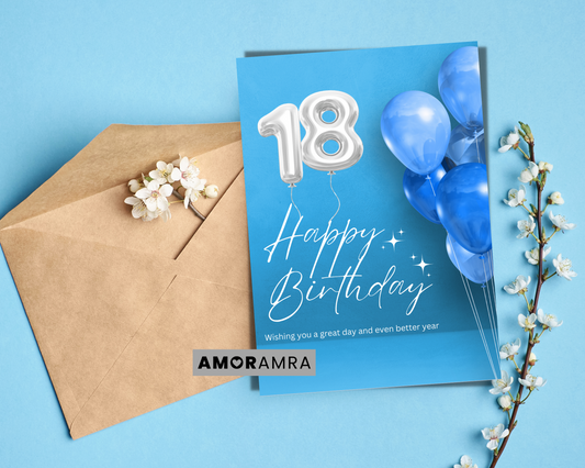 Birthday Card | Happy 18th B-Day - Amor Amra