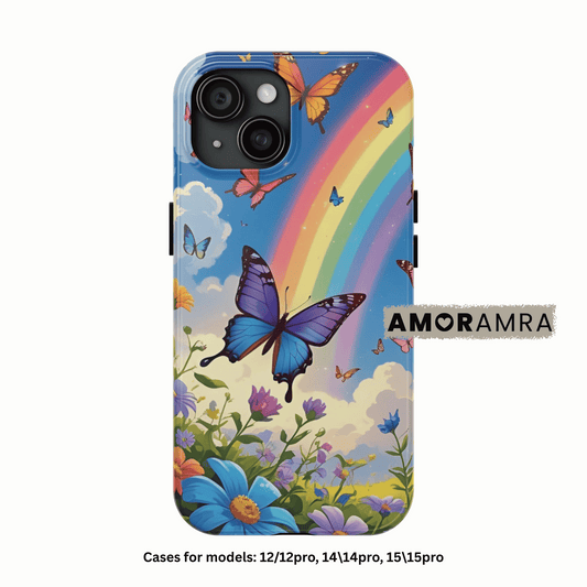 Retro Rainbow Butterfly iPhone Case