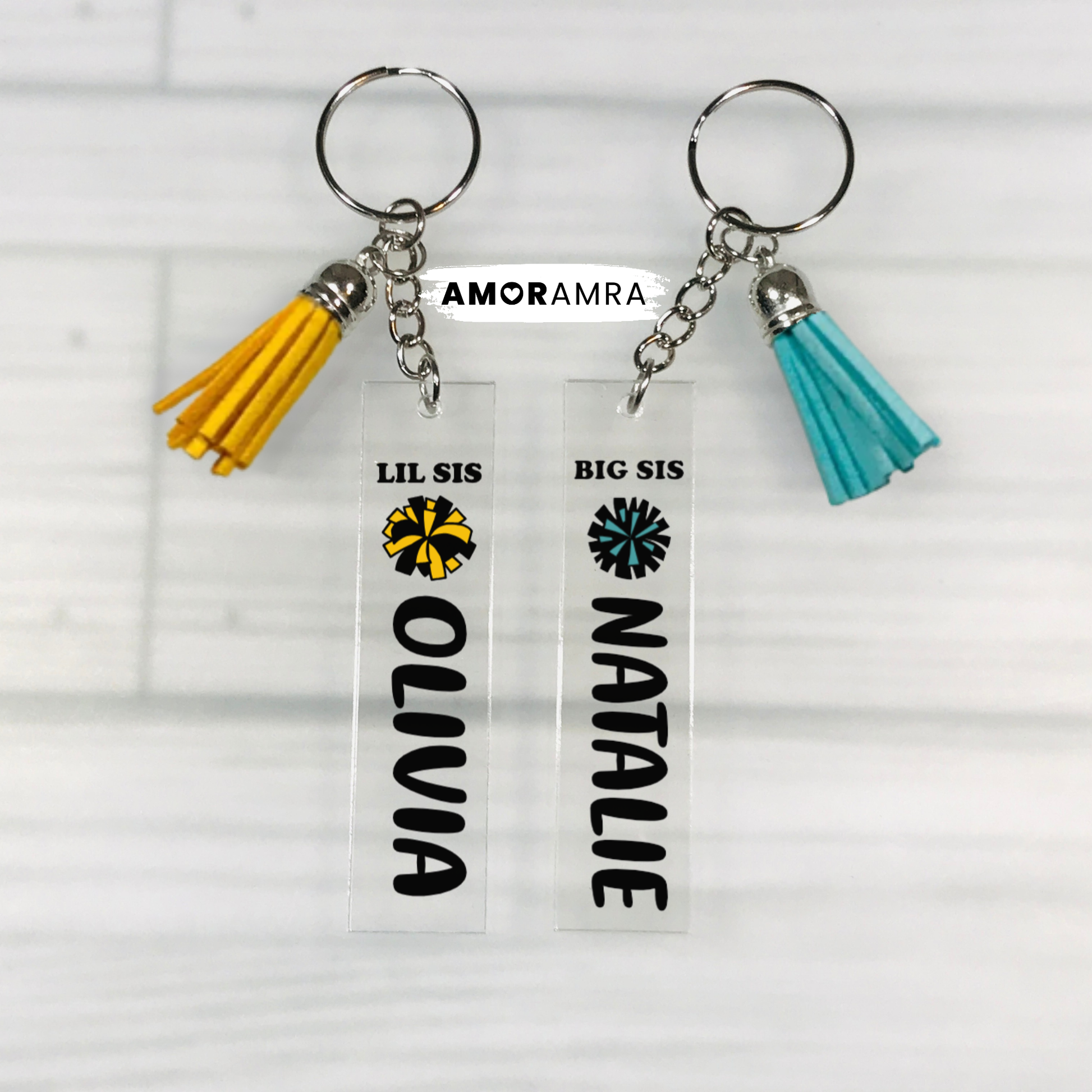 Personalized Big Sis Little Sis Dance Keychain - Amor Amra