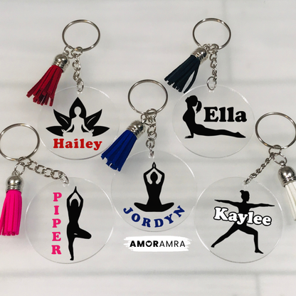 Personalized Yoga Keychain | Custom Yoga Pose Keepsake - Amor Amra