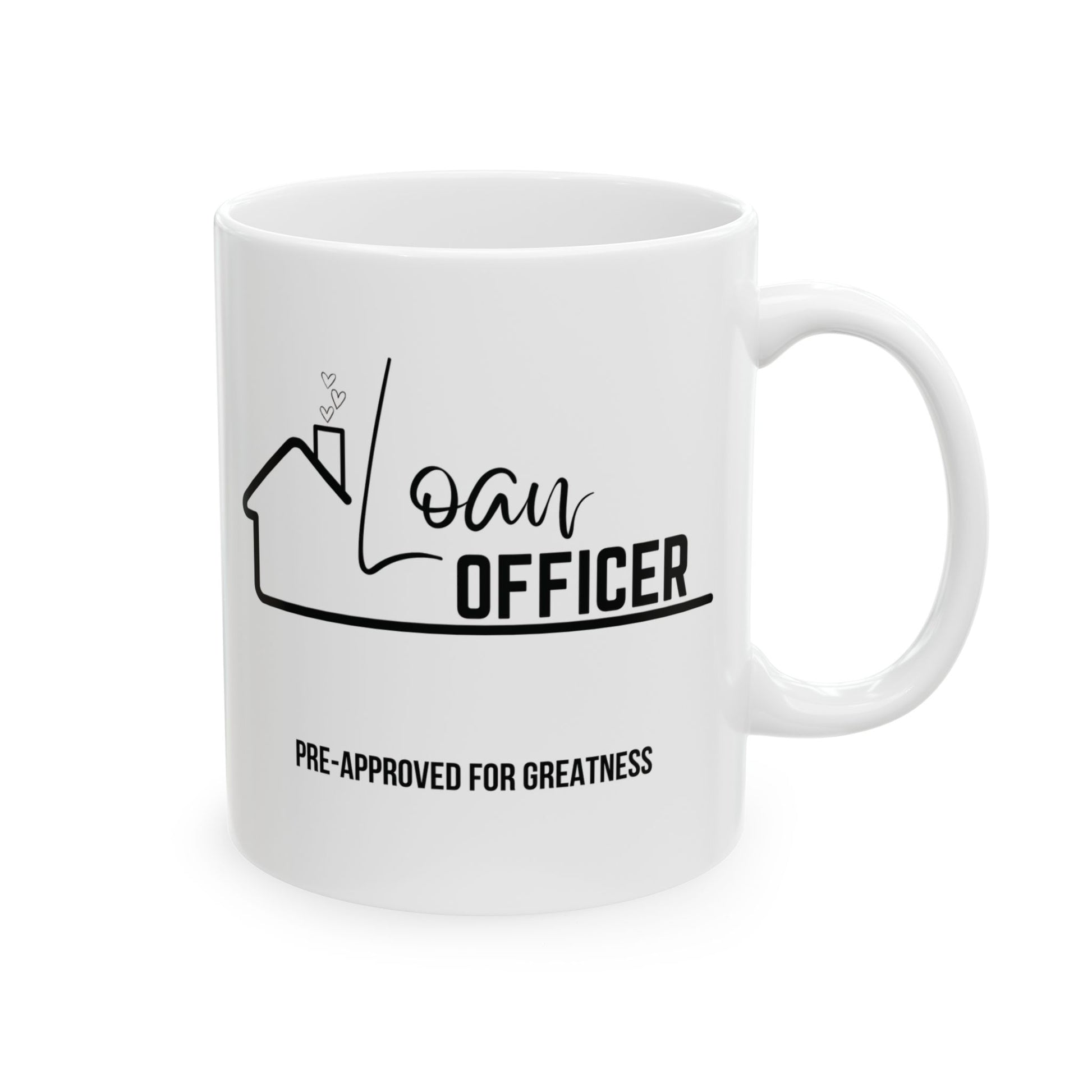 White mug with 'Loan Officer' text and house