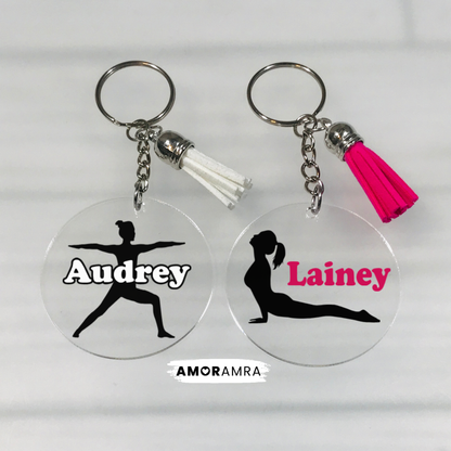 Personalized Yoga Keychain | Custom Yoga Pose Keepsake - Amor Amra