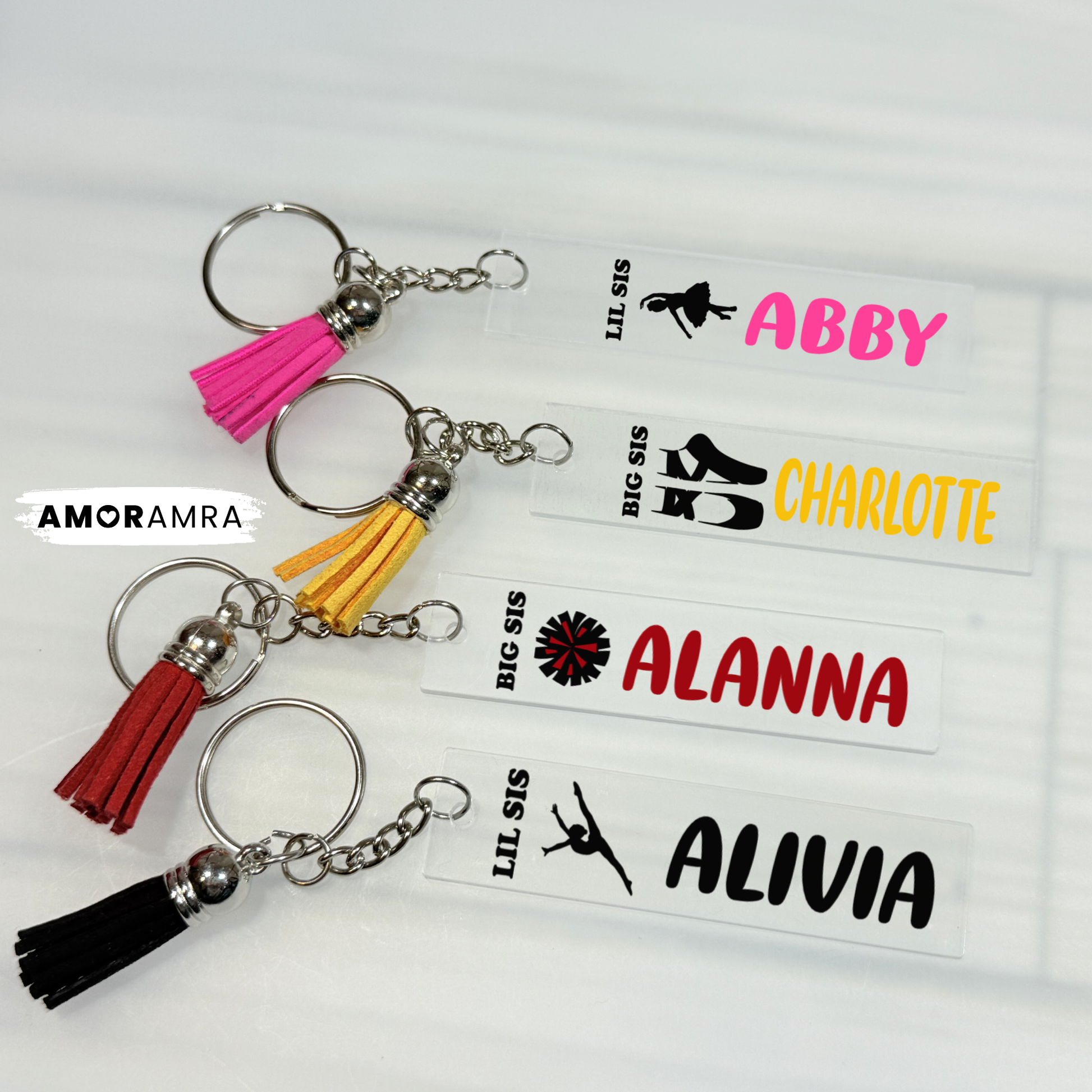 Personalized Big Sis Little Sis Dance Keychain - Amor Amra