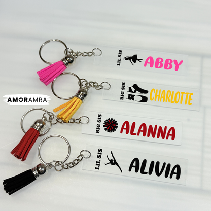 Personalized Big Sis Little Sis Dance Keychain - Amor Amra