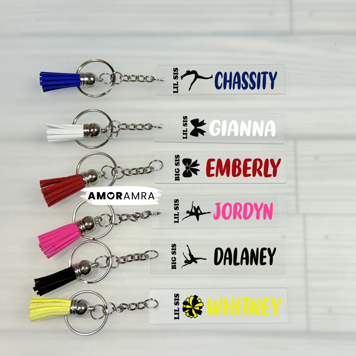 Personalized Big Sis Little Sis Dance Keychain - Amor Amra