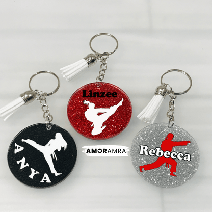 Personalized Glitter Martial Arts Keychain