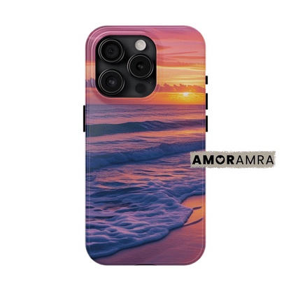 This iPhone case captures the magic of a tropical sunset, where golden skies melt into soft waves and lavender clouds kiss the horizon. With hues of pink, purple, orange, and turquoise, it’s like golden hour wrapped around your favorite device; calming, dreamy, and effortlessly beautiful. vibrant beach sunset iphone case