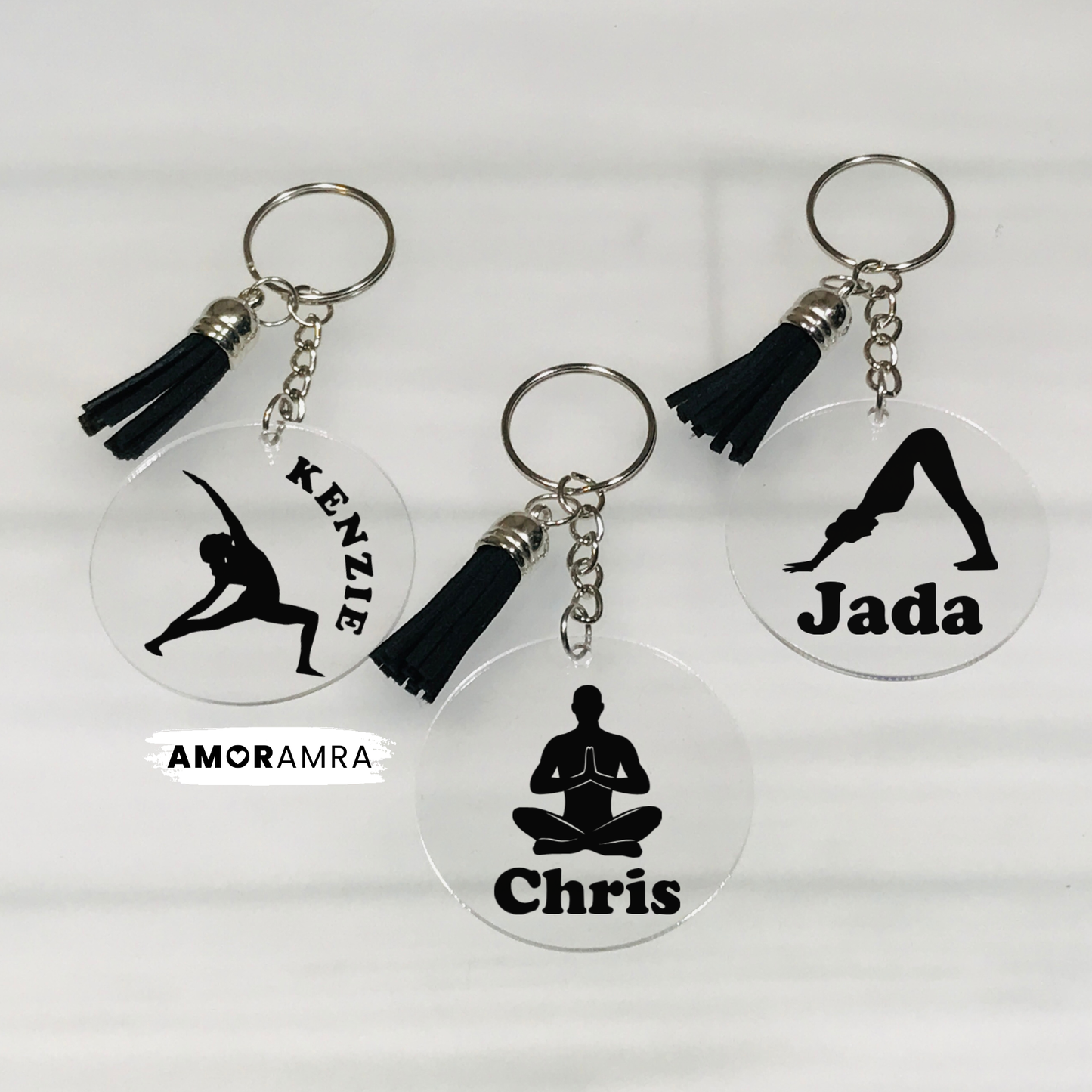 Personalized Yoga Keychain | Custom Yoga Pose Keepsake - Amor Amra