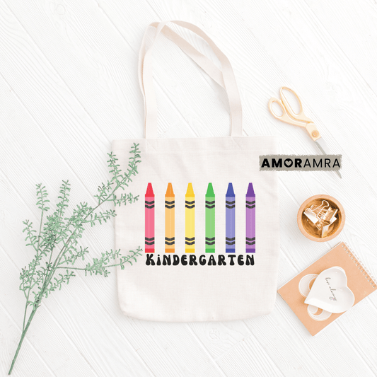 Teacher Tote Bag - Kindergarten Teacher (crayons) - Amor Amra
