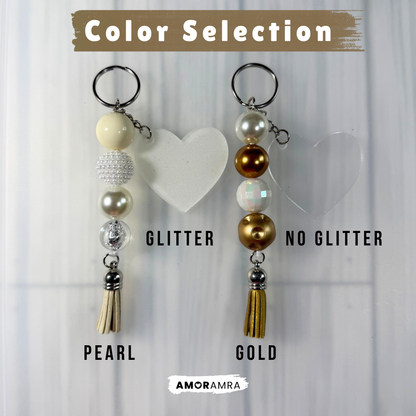 Personalized Beaded Heart Keychain