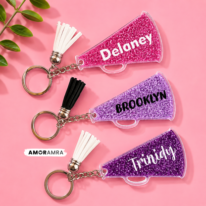 Personalized Cheer Megaphone Keychain | Cheer Bag Tag