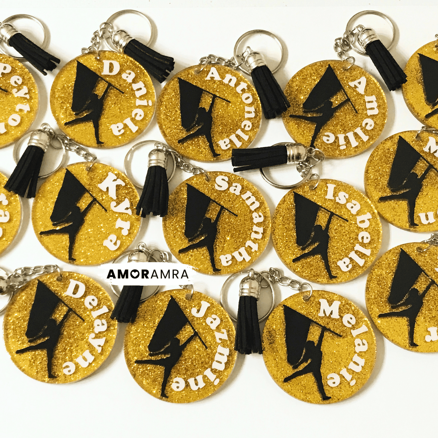 Personalized Glitter Color Guard Keychain