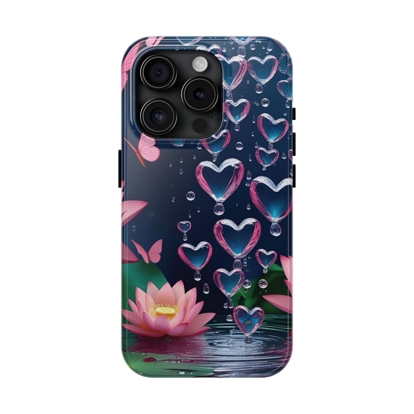 Pink Lotus Water Hearts iPhone Case