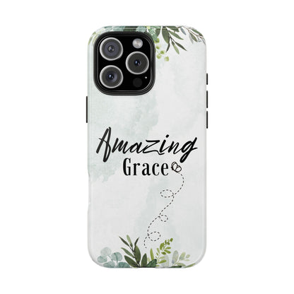 Watercolor Greenery Amazing Grace iPhone Case